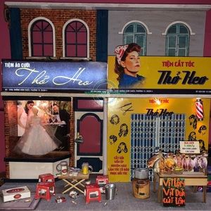DIY Miniature Dollhouse Building Kit Model Street Set Dress Shop and Hair Salon